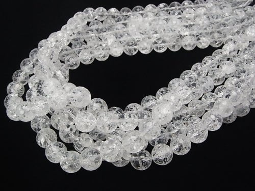 Cracked Crystal  128Faceted Round 10mm half or 1strand beads (aprx.15inch/38cm)