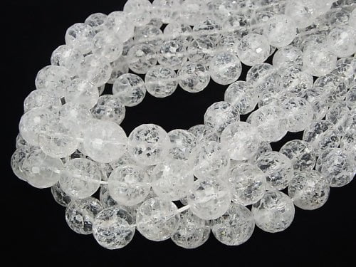 Cracked Crystal  128Faceted Round 14mm half or 1strand beads (aprx.15inch/38cm)