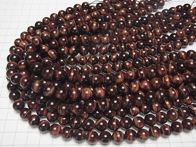 [Video] Top Quality Red Tiger's Eye AAA Round 10mm half or 1strand beads (aprx.15inch/36cm)