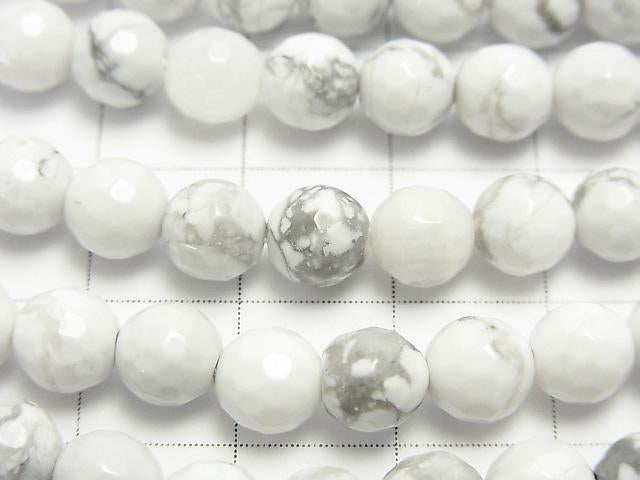 1strand $7.79! Howlite Magnesite  128Faceted Round 6mm 1strand (aprx.15inch/38cm) - wholesale gemstone beads, gemstones - kenkengems.com