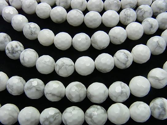 1strand $9.79! Howlite Magnesite  128Faceted Round 10mm 1strand (aprx.15inch/38cm) - wholesale gemstone beads, gemstones - kenkengems.com