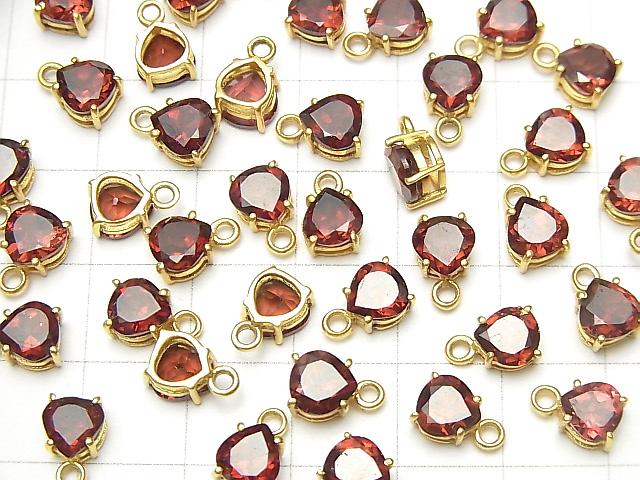 [Video]High Quality Mozambique Garnet AAA Bezel Setting Chestnut Faceted 6-7mm [One Side] 18KGP 2pcs