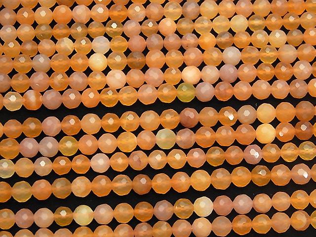 [Video]High Quality! Orange Color Chalcedony 128 Faceted Round 6 mm half or 1 strand beads (aprx.15 inch / 37 cm)