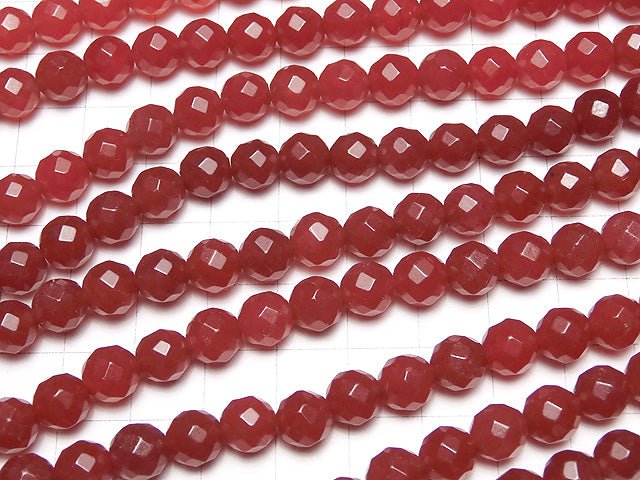1strand $7.79! Red Jade 64 Faceted Round 8 mm 1strand beads (aprx.15 inch / 36 cm)