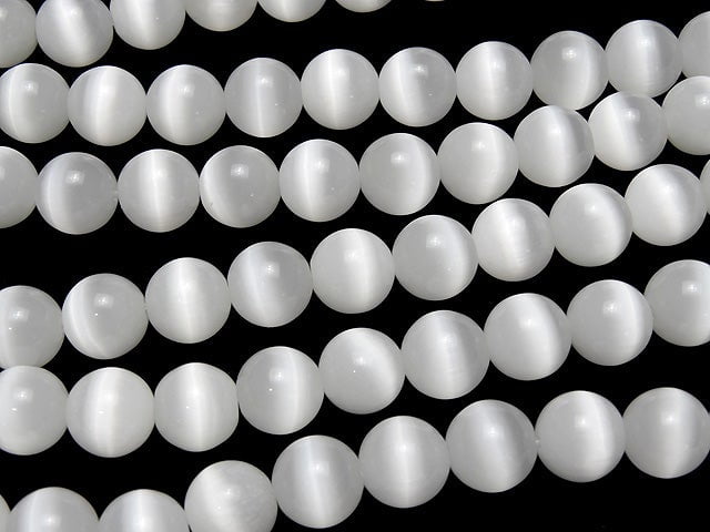 1strand $4.79! White Colors Cat's Eye (Glass) Round 12mm 1strand beads (aprx.13inch / 33cm)