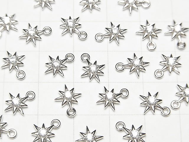 Metal Parts Star motif charm 10 x 8 mm silver color (with CZ) 1 pc