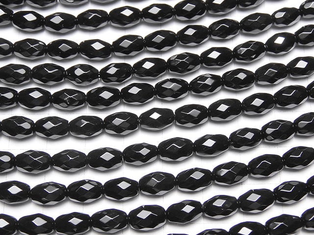 1strand $8.79! Onyx  Faceted Rice 9x6x6mm 1strand beads (aprx.15inch/36cm)
