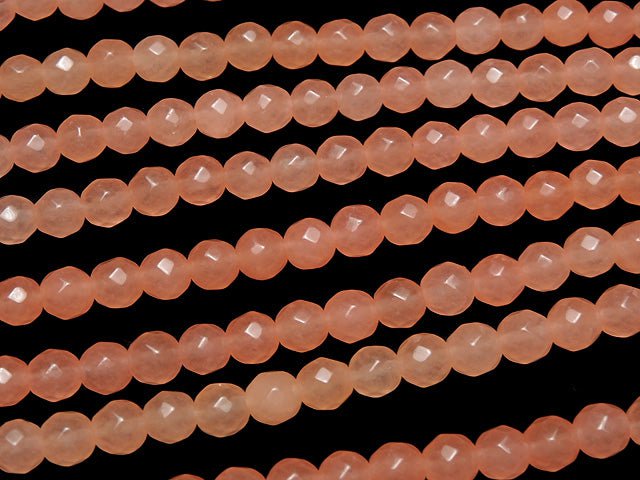 1strand $6.79! Pink Orange Jade 64Faceted Round 6mm 1strand beads (aprx.15inch / 38cm)