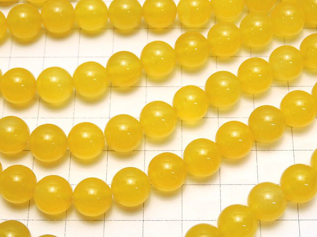 Yellow Color Chalcedony Round 10mm 1strand beads (aprx.15inch / 36cm)