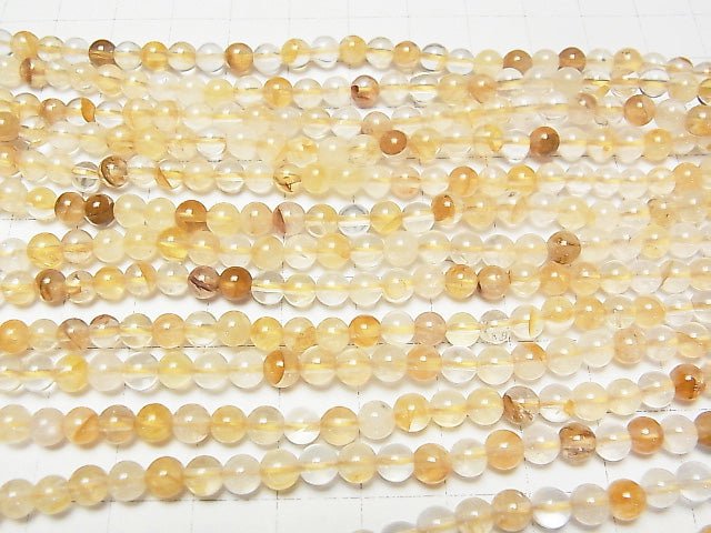 [Video] Yellow Hematite Quartz Round 5mm 1strand beads (aprx.15inch / 38cm)