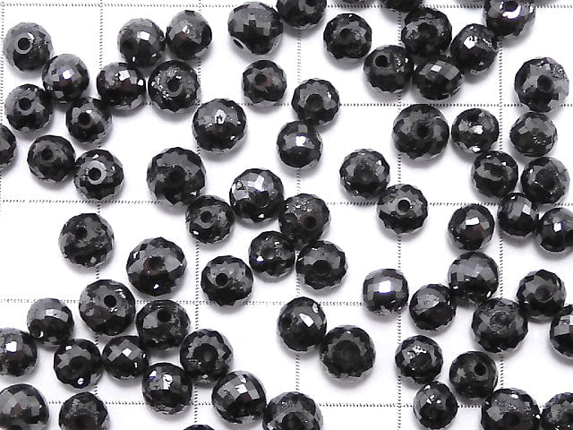 [Video][1mm Hole]Black Diamond Faceted Button Roundel 5pcs