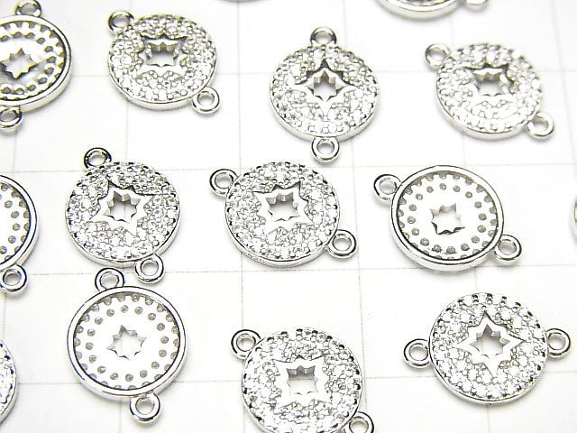 1 pc $3.19! Silver925 Coin 14 x 9.5 x 2 mm Both Side Charm (with CZ) [Rhodium Plated] 1 pc