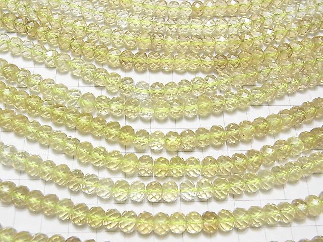 High quality Lemon Quartz AAA Faceted Button Roundel 8 x 8 x 6 mm half or 1 strand beads (aprx.15 inch / 38 cm)