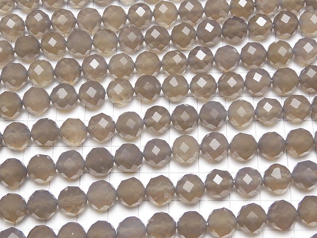 [Video] High Quality! Gray Onyx AAA 64 Faceted Round 10 mm half or 1 strand beads (aprx. 15 inch / 38 cm)