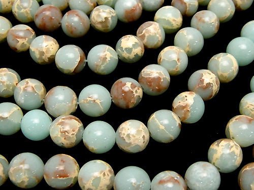 Pastel blue color Kaolinite Round 10 mm half or 1 strand beads (aprx. 15 inch / 37 cm)