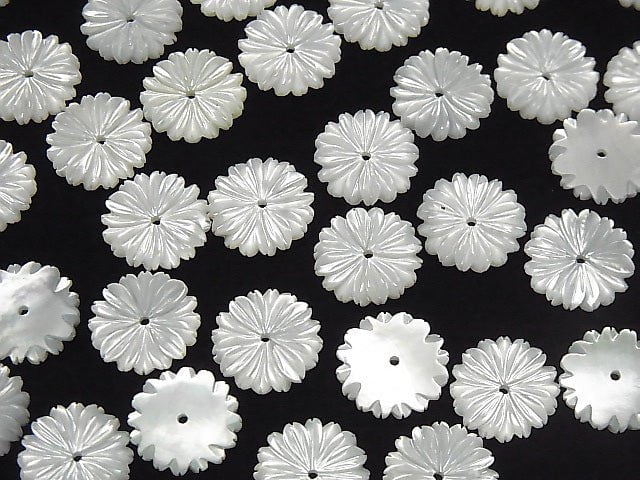 [Video] High quality White Shell (Silver-lip Oyster) AAA Flower (Margaret) [8 mm] [10 mm] Central hole 4 pcs $3.59