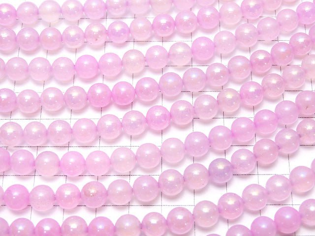[Video] Flash, pink color Chalcedony Round 8mm 1strand beads (aprx.15inch / 36cm)