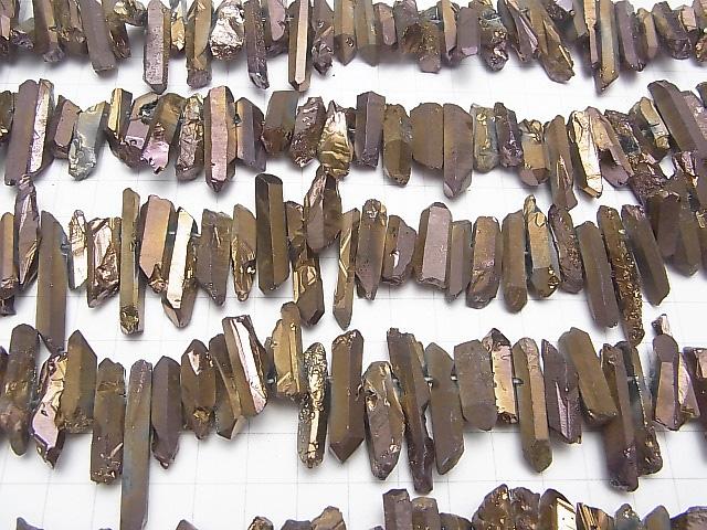 [Video] Crystal Natural Point Cut Bronze Bordeaux 1strand beads (aprx.15inch / 37cm)