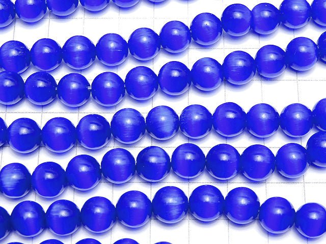 Blue Color 4Cat's Eye Round 10mm 1strand beads (aprx.15inch / 36cm)