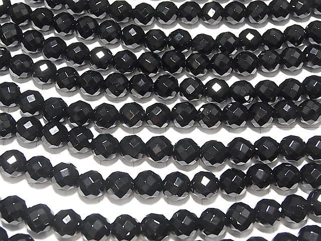 Sale! 1strand $8.79! Onyx 64 Faceted Round 8 mm [2 mm hole] 1 strand beads (aprx.15 inch / 36 cm)