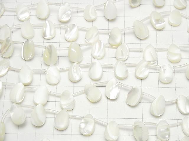 [Video]1strand $6.79! Mother of Pearl MOP Pear shape 12x8mm white 1strand beads (aprx.15inch / 36cm)