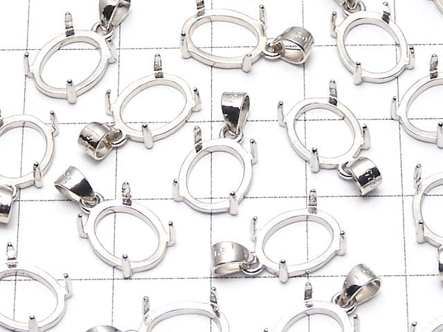 [Video] Silver925 Pendant frame Oval 10 x 8 mm Rhodium Plated 1 pc