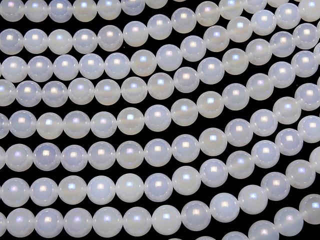 [Video] Flash White Chalcedony Round 10mm 1strand beads (aprx.15inch / 36cm)