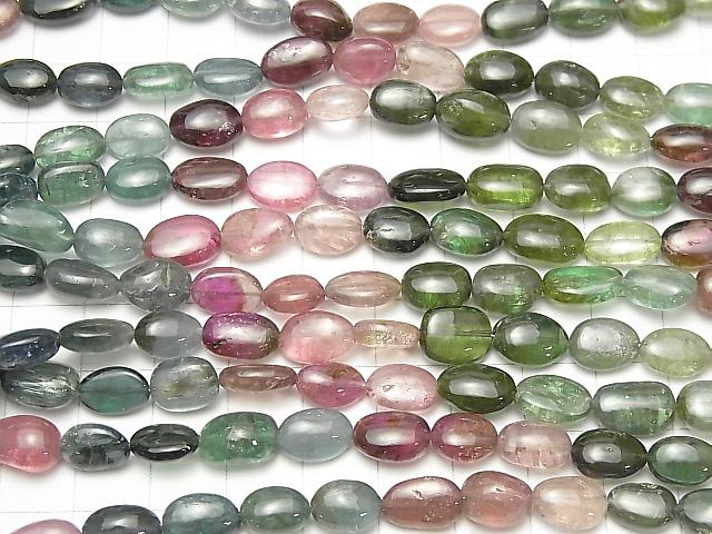 [Video]High Quality Multicolor Tourmaline AAA- Oval -Nugget half or 1strand beads (aprx.15inch / 38cm)