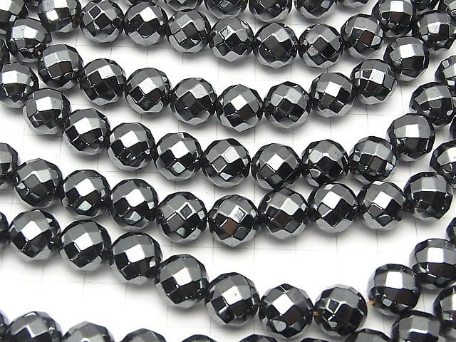 Hematite 64 Faceted Round 12 mm [2 mm hole] half or 1 strand beads (aprx.15 inch / 37 cm)