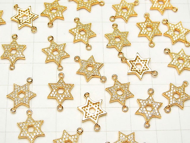 1pc $4.79! Silver925 Joint Part Star Motif (with CZ) 11 x 10 x 2 mm 18 KGP 1 pc