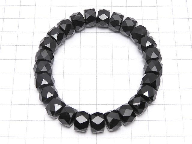 High Quality!  Onyx AAA Faceted Button Roundel 12x12x8mm Bracelet