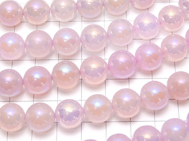 [Video] Flash, pink color Chalcedony Round 12mm 1strand beads (aprx.15inch / 36cm)