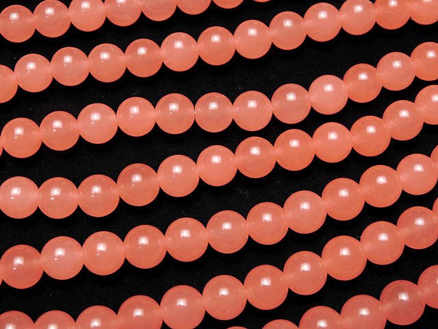 Pink Orange Jade Round 8mm 1strand beads (aprx.15inch / 36cm)