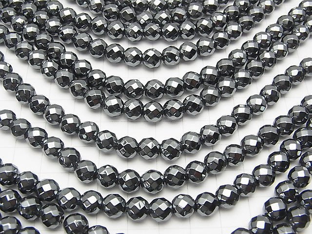 1strand $8.79! Hematite 64 Faceted Round 8 mm [2 mm hole] 1 strand beads (aprx.15 inch / 37 cm)