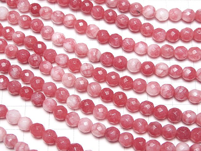 1strand $6.79! Red Jade 64 Faceted Round 6 mm 1strand beads (aprx.15 inch / 38 cm)