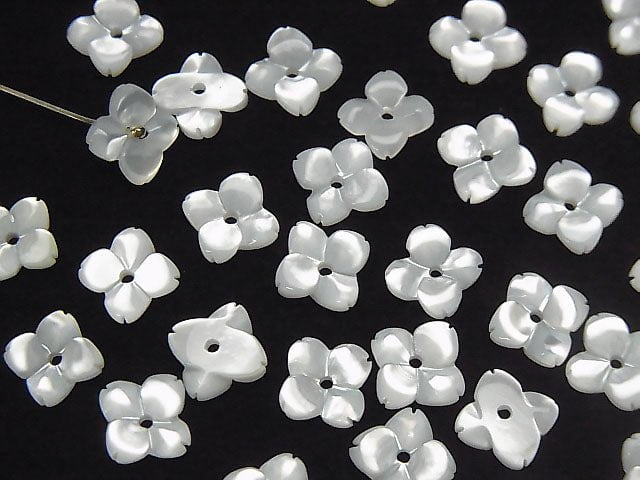 [Video] High quality White Shell (Silver-lip Oyster) AAA Flower (4pcs flower) [6mm] [8mm] [10mm] Central hole 4pcs $3.19