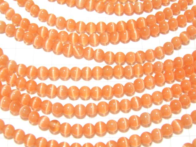 1strand $2.39! Light Orange Color Cat's Eye (Glass) Round 6mm 1strand beads (aprx.15inch / 37cm)