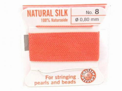 Griffin Cord (Silk Bead Cord Thread) [0.75mm-1.05mm] Coral 1pc