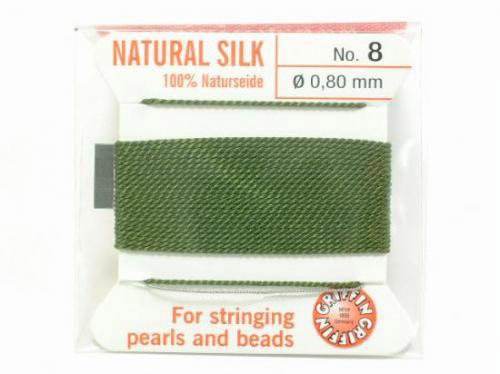 Griffin Cord (Silk Bead Cord Thread) [0.75mm-1.05mm] Olive 1pc