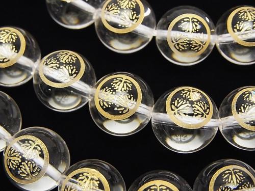 Golden Carving! Ieyasu Tokugawa Emblem(KAMON) Crystal AAA Round 10 mm, 12 mm 1/4 or 1strand