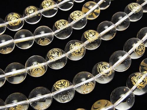 Golden Carving! Masamune Date Emblem(KAMON) Crystal AAA Round 10 mm, 12 mm 1/4 or 1strand