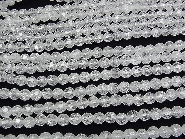 [Video]Cracked Crystal 32Faceted Round 6mm 1strand beads (aprx.15inch/38cm)