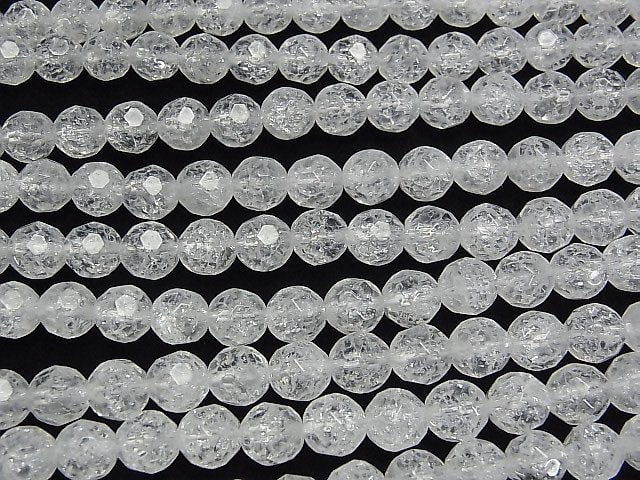 [Video]Cracked Crystal 32Faceted Round 8mm 1strand beads (aprx.15inch/38cm)