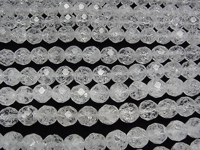 [Video]Cracked Crystal 32Faceted Round 10mm half or 1strand beads (aprx.15inch/38cm)