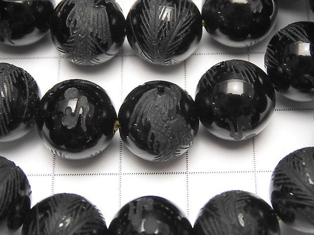 Phoenix (Four Divine Beasts) Carved! Onyx AAA Round 10mm,12mm,14mm,16mm Half Chain/Bracelet