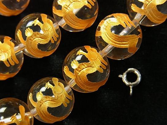 Golden! KIRIN Carving! Crystal AAA Round 10, 12, 14, 16 mm half or 1 strand