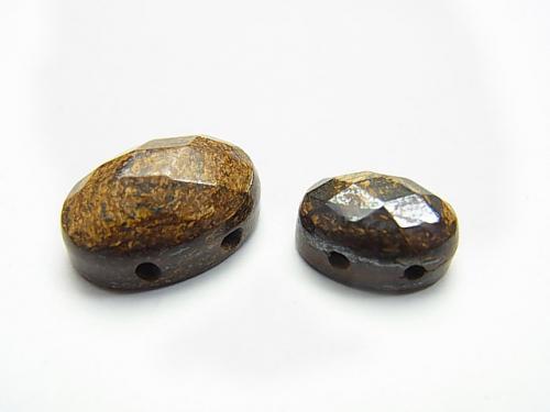 Bronzite [two holes] Faceted Cabochon [14 x 10] [18 x 13] 2 pcs $2.79