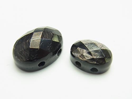 Hypersthene [two holes] Faceted Cabochon [14 x 10] [18 x 13] 2 pcs $3.79