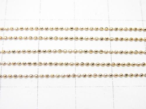 [18K Yellow Gold] Necklace Cut Ball Chain 1pc beads (aprx.16inch / 40cm)