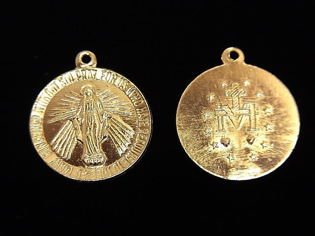 14KGF Charm 17x15mm Miraculous Medal 1pc
